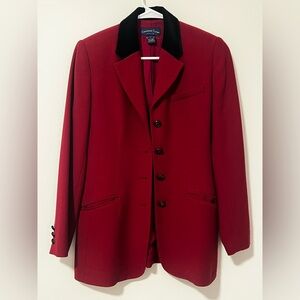 Black velvet blazer red coat
